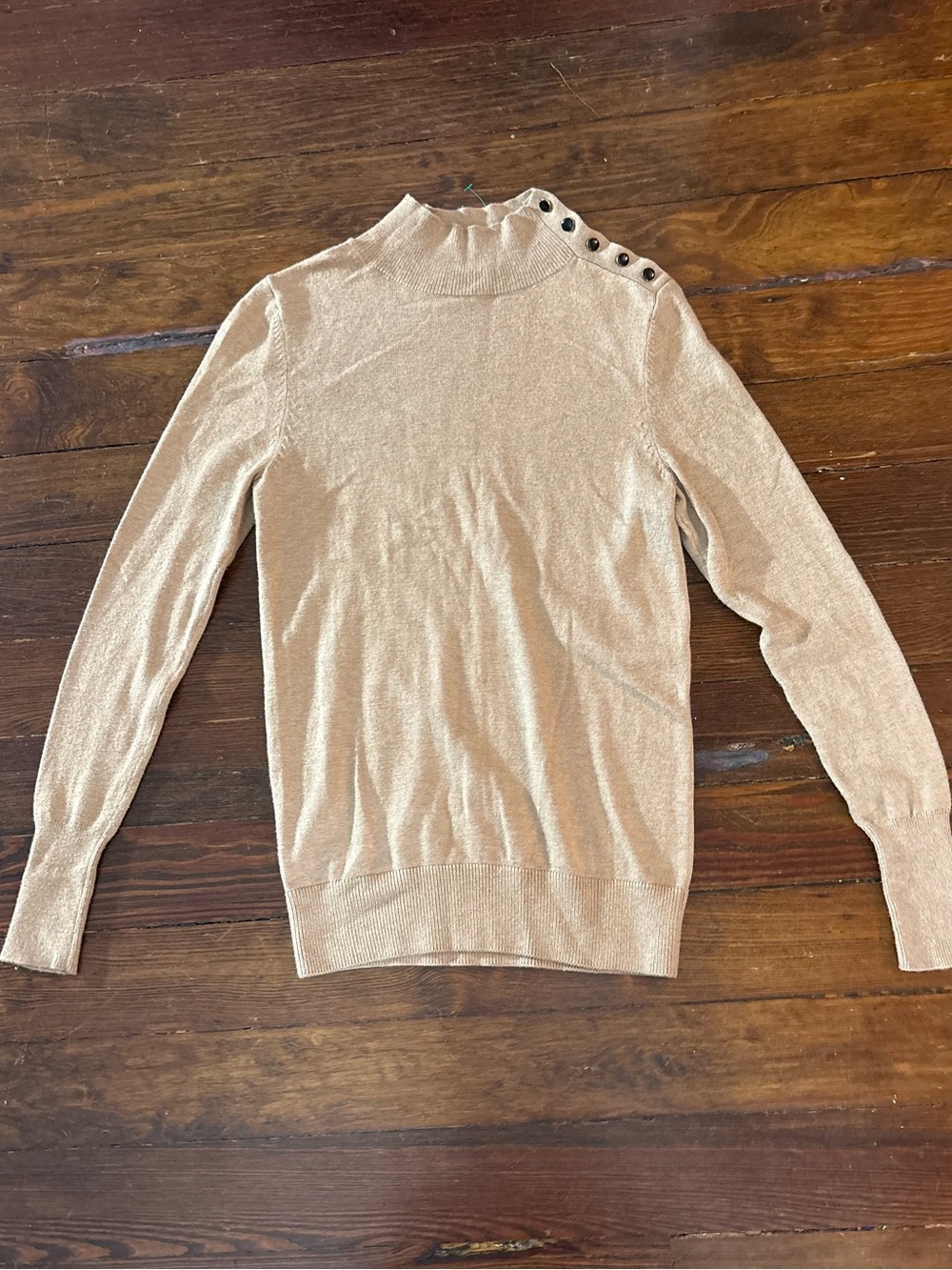 Ann Taylor tan camel button shoulder sweater top size XS petite